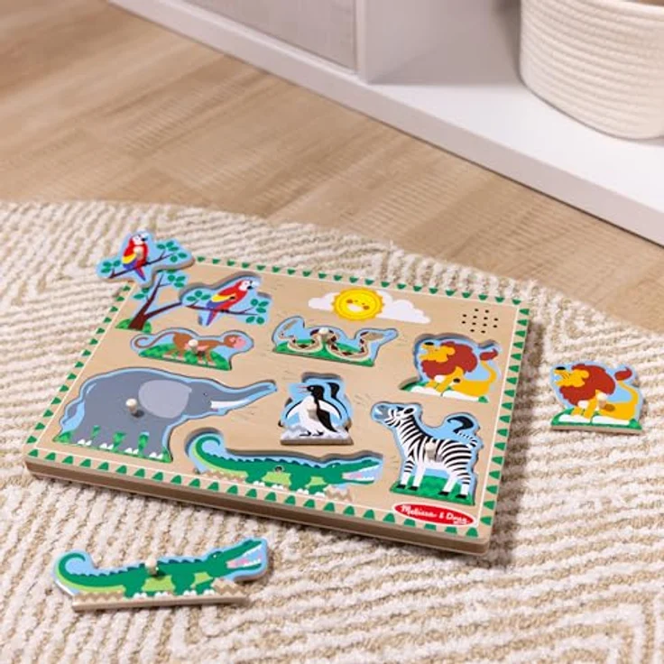 Melissa & Doug Zoo Animals Sound Puzzle, interaktives Puzzle mit 8 Tiergeräuschen und lichtaktivierten Sensoren – Bild 9