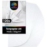 OfficeTree Tonpapier A4 Weiß, 120 Blatt 130g/m² Bastelpapier für Kreatives, 100% Altpapier