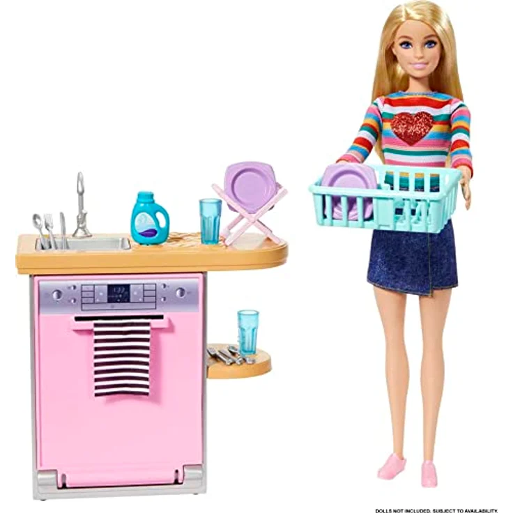 Barbie Mini Playset 2, Puppenhausmöbel Set mit Geschirrspüler, Spüle und Dekorationen – Bild 5