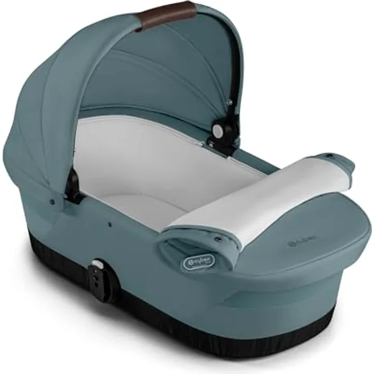 Cybex Gold GAZELLE S Cot Kinderwagenaufsatz, ab Geburt bis 6 Monate, für Gazelle S und e-Gazelle S, Stormy Blue mit XXL-Sonnenverdeck und Tragegriff