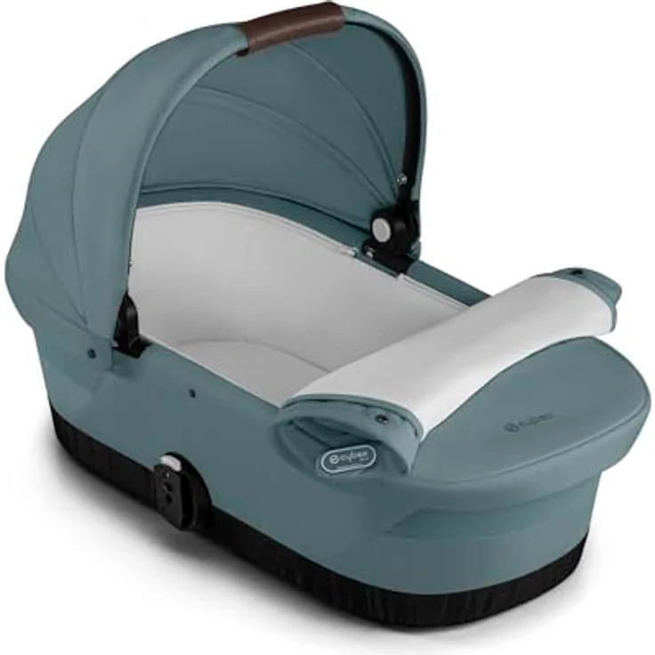 Cybex Gold GAZELLE S Cot Kinderwagenaufsatz, ab Geburt bis 6 Monate, für Gazelle S und e-Gazelle S, Stormy Blue mit XXL-Sonnenverdeck und Tragegriff – Bild 1