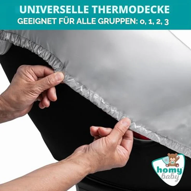 HOMYBABY® Anti-Thermische Abdeckung für Babyschale, UV-Schutz, universale Passform, für Gruppen 0 1 2 3, 2er Pack, Silver – Bild 4