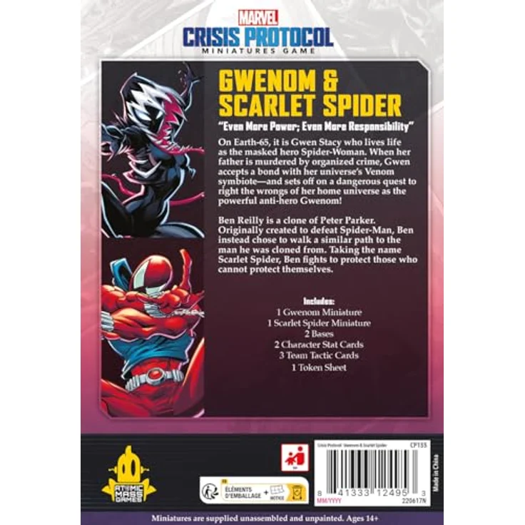 Atomic Mass Games Gwenom und Scarlet Spider Character Pack, Sammelfiguren für Marvel: Crisis Protocol mit hochdetaillierten Miniaturen und Spielkarten – Bild 4