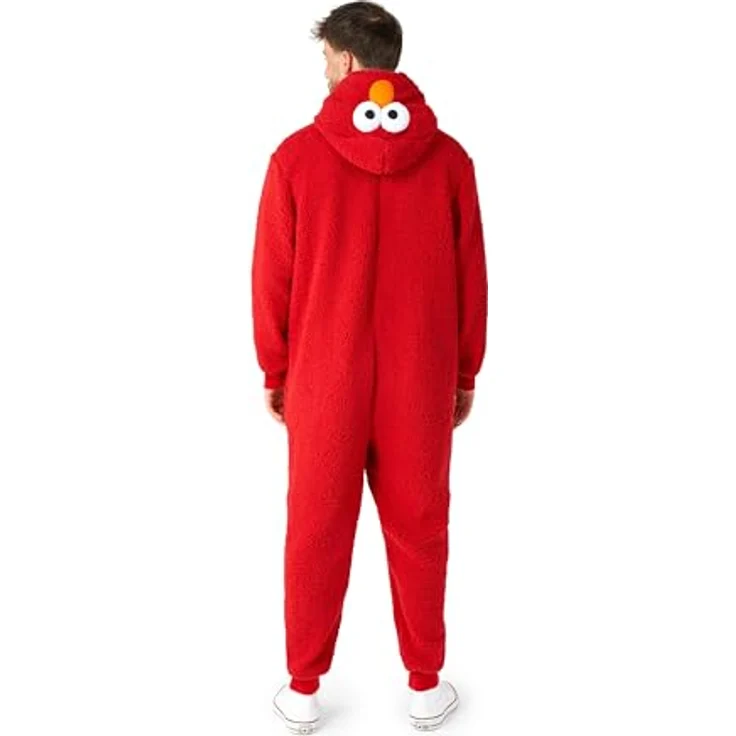 Konjac Sponge OppoSuits: Elmo (XXL), roter Onesie mit Reißverschluss und seitlichen Taschen – Bild 3
