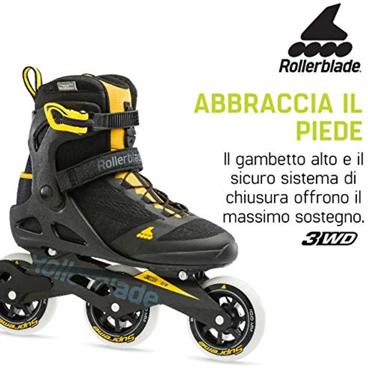 Rollerblade Herren Macroblade 100 3Wd Inlineskate, Black/Saffron Yellow, 295 – Bild 5