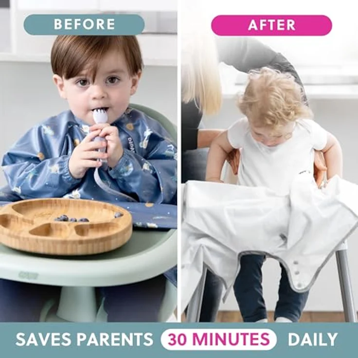 BIBaDO Langärmeliges Baby-Lätzchen, wasserdicht und leicht abwischbar, für Babys und Kleinkinder 6-36 Monate, LED-Entwöhnungs-Lätzchen – Bild 5