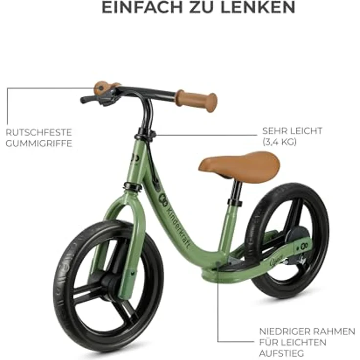 kk Kinderkraft SPACE2 Laufrad, Kinderlaufrad mit Höhenverstellbarem Sattel, 12 Zoll Räder, Metall, ab 2 Jahre, Modernes Design – Bild 3