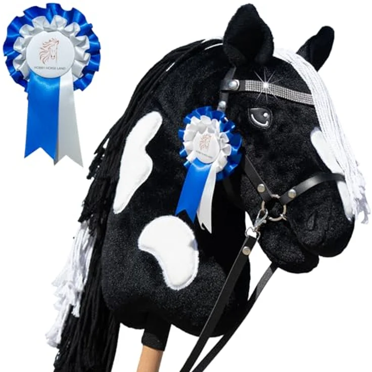 Hobby Horse Land Black Diamond A3, Schecke mit Glitzer-Trense, geeignet für Kinder ab 5 Jahren, CE-zertifiziert – Bild 1