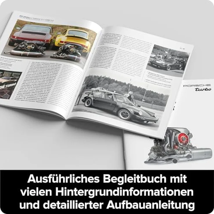 FRANZIS 67250 - Porsche 911 Turbomotor, originalgetreuer Motorbausatz im Maßstab 1:3 mit Soundmodul, 90-seitigem Begleitbuch - 6-Zylinder-Motormodell, Metallic Optik, Turbo-Technologie – Bild 3