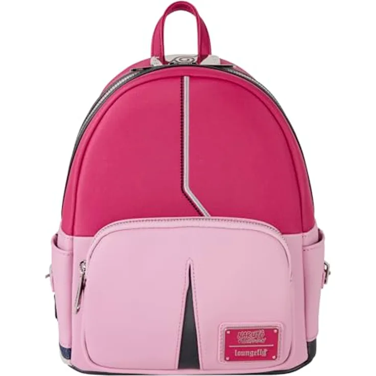 Loungefly Naruto Sakura Cosplay Outfit Mini Rucksack, Veganleder mit Reißverschlusstasche, 22,9 x 26,7 x 11,4 cm