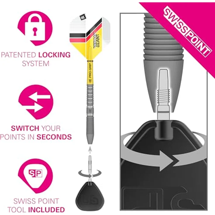 Target Darts Gabriel Clemens Gen 2, 21G Steeldarts mit 90% Wolfram und Swiss Point Technologie, inkl. Pro Grip Schäften und Pro Ultra Flights – Bild 4