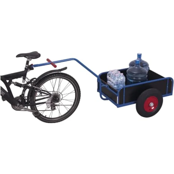 VARIOFIT Variofit Fahrradanhänger mit Bordwand, Ladefläche 805x535 mm, RAL 5010 enzianblau, Traglast 400 kg, Luftbereifung – Bild 2