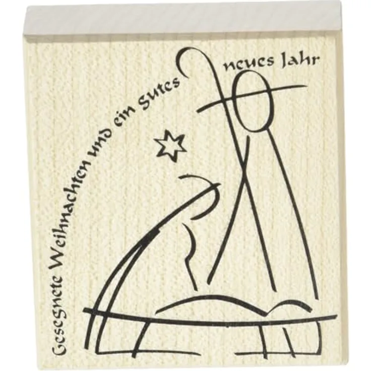Rayher Stempel Holz "Gesegnete Weihnachten und...", 7 x 8 cm, Motivstempel Holz, Holzstempel, Textstempel, Weihnachtsstempel, Butterer Stempel, 28273000