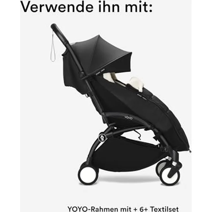 Stokke YOYO Fußsack, Schwarz - Sherpa-Futter, Fleece-Kapuze mit Kordelzug, doppelte Wattierung - Maschinenwaschbar bei 30°C - Inklusive kleiner Tasche – Bild 4