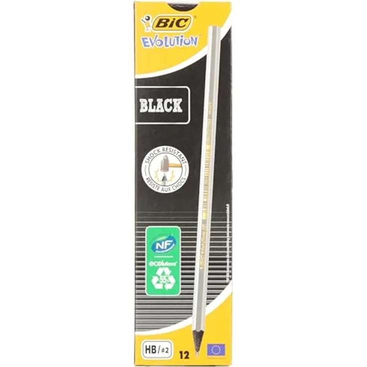 BIC Bleistift Evolution Black, HB, Schachtel à 12 Stück, silber