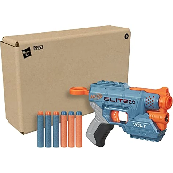 NERF Elite 2. 0 Volt SD-1 Blaster – 6 NERF Darts, Ziel-Lichtstrahl, 2-Dart Aufbewahrung, 2 Tactical Rail Steckschienen, E9952F03, Multi – Bild 3