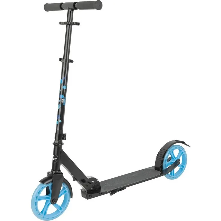 Crivit Alu Scooter, klappbar und leicht bis 100 kg, 4-fach höhenverstellbar, 175 mm Rollen, Blau