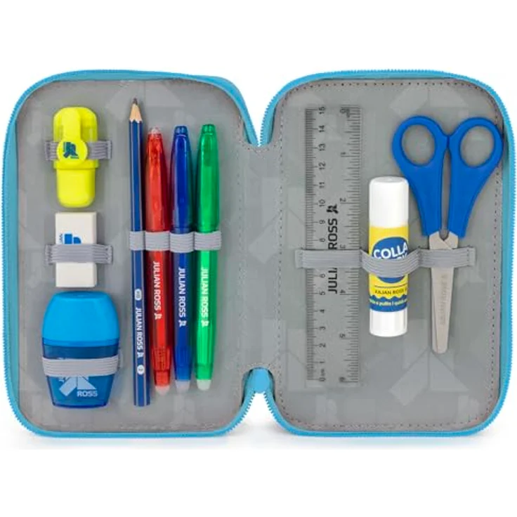 Clondo 3-Fach Federmäppchen Mädchen Gefüllt für Die Eiskönigin Frozen Fan, 46-teiliges Schulmäppchen Set mit Radierbaren Stiften, Filzstiften & Buntstiften, ideal für Schule & Geschenk, 20x12x7 cm – Bild 2