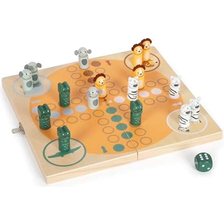 Small Foot Ludo „Safari“ aus Holz, Reisespiel für 4 Spieler ab 3 Jahren – Bild 3