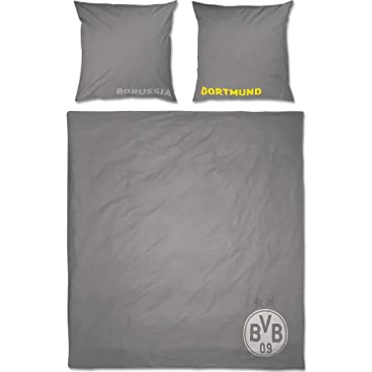 Borussia Dortmund BVB Wendebettwäsche (200 x 220), Baumwolle, schwarz grau, 100 % Baumwolle in Kinderbettwäschen Design – Bild 4