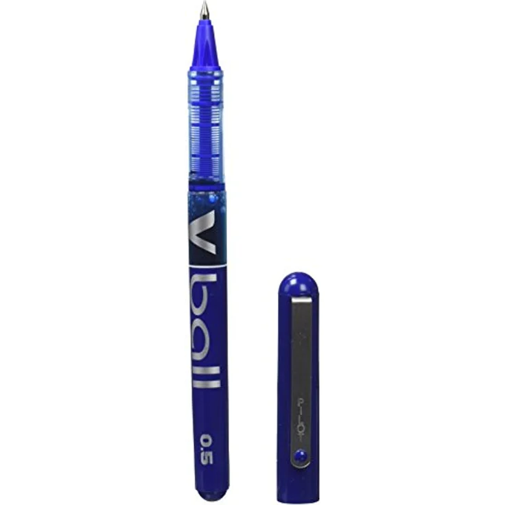 Pilot VBall, Tintenroller mit transparentem Schaft, Metallclip und sichtbarem Tintenstand, blau – Bild 2