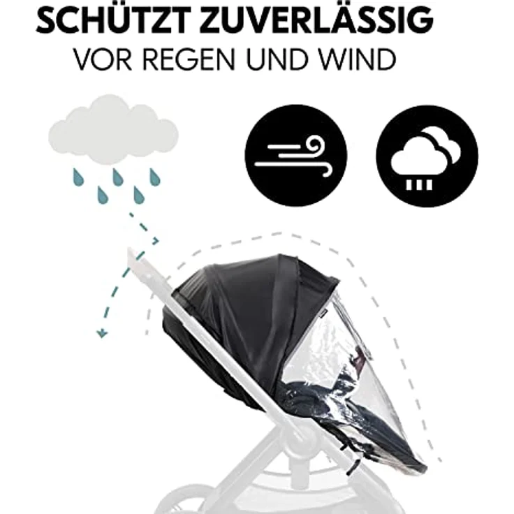 Hauck Universal Regenschutz Buggy Kinderwagen Sitz, Reflektierende Umrandung, Kontakt-Fenster, Gute Luftzirkulation, Einfache Befestigung, Kompatibel mit hauck Buggys, Transparent – Bild 3