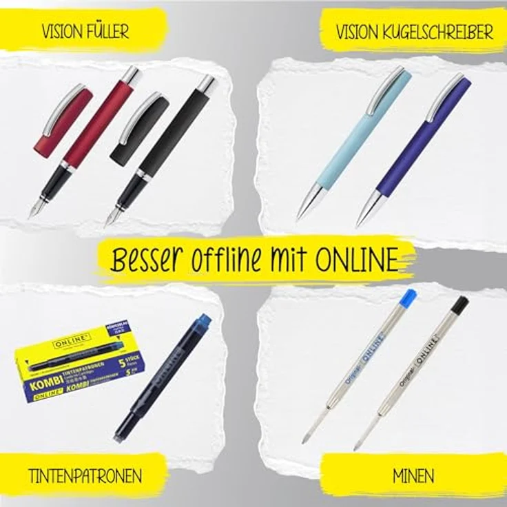 Online Pen Vision Füllhalter, eleganter Füllfederhalter aus mattiertem Aluminium mit Iridum-M-Feder in Geschenkbox – Bild 8