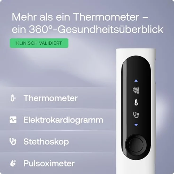 Withings BeamO – Kontaktloses digitales Smart Thermometer mit Fiebererkennung, 4-in-1 MultiScan, EKG, Pulsoximeter und digitalem Stethoskop, für Kinder & Erwachsene, Multi-User, Familiengesundheit – Bild 2