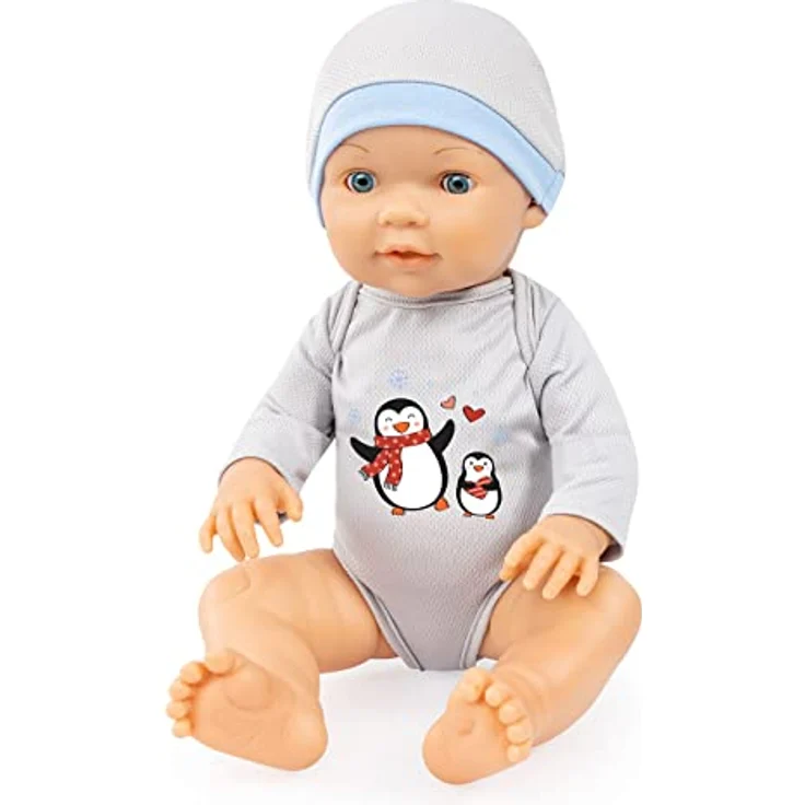 Bayer Puppenkleidung Pullover/Hose 38-42 cm (Set, 7-tlg), Pinguinmotiv, fröhlich bunt – Bild 6