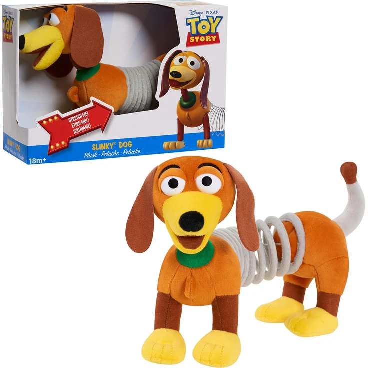 Just Play Ltd. Disney und Pixar Toy Story Slinky Dog Plushie, Plüschtier mit 10 Zoll Länge und weichem, kuscheligem Material