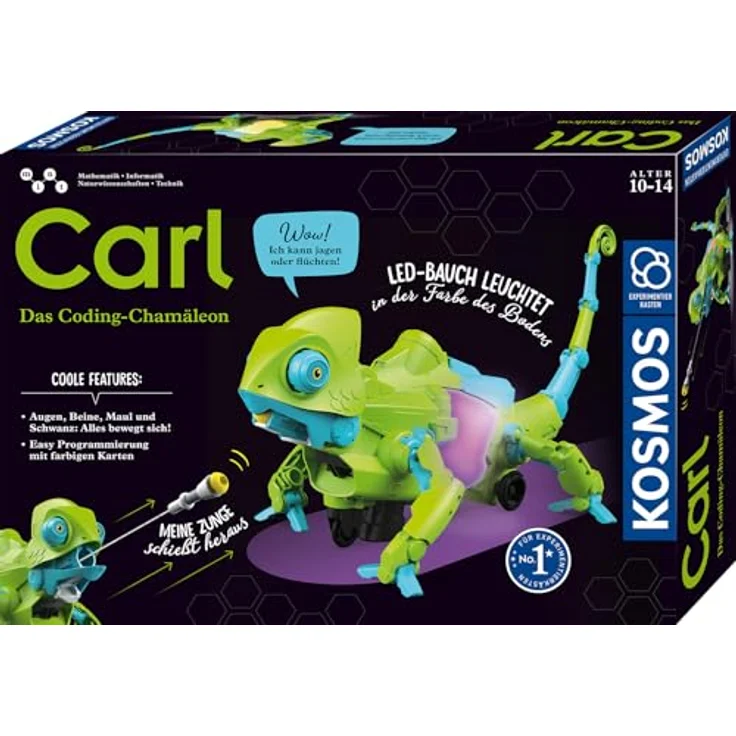 Kosmos 621391 Carl - Roboter-Chamäleon mit Farbwechsel-Effekt, Programmier-Experimentierkasten für Kinder ab 10 Jahren – Bild 1