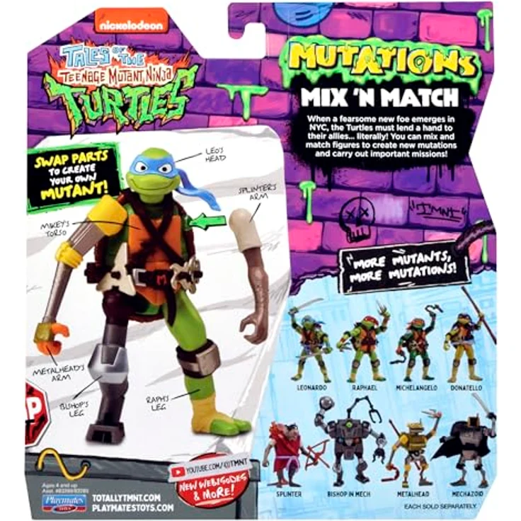 Teenage Mutant Ninja Turtles Mix 'n Match Leonardo, Sammelfigur mit austauschbaren Teilen und Zubehör, 11,5 cm, Mehrfarbig – Bild 9
