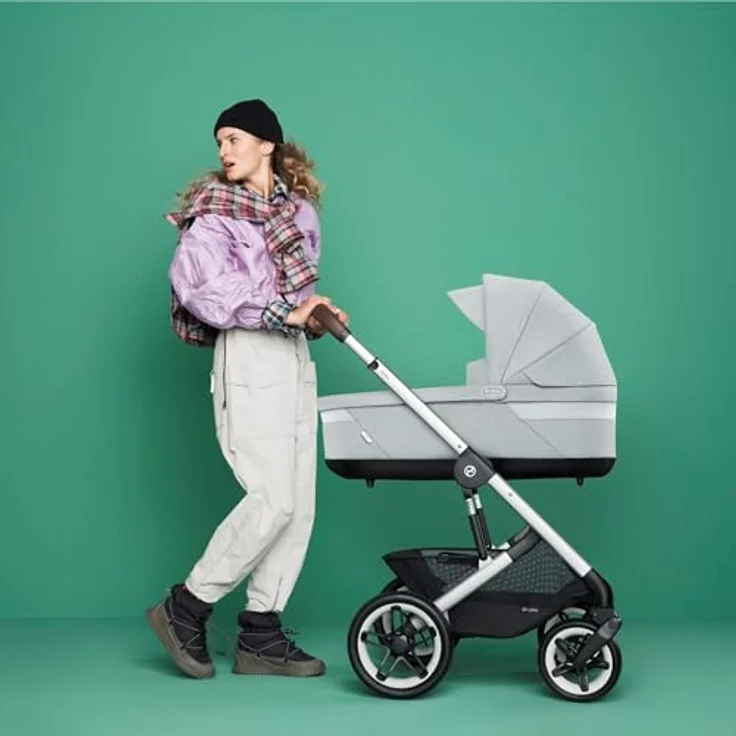 Cybex Gold PU1 Cot S Lux Kinderwagen, Steingrau, mit gemütlichem Innenraum und weicher Matratze – Bild 2