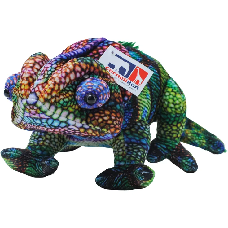 Cornelissen Kuscheltier Chamäleon, detailreich bedruckt mit buntem Schuppenmuster, 35 cm