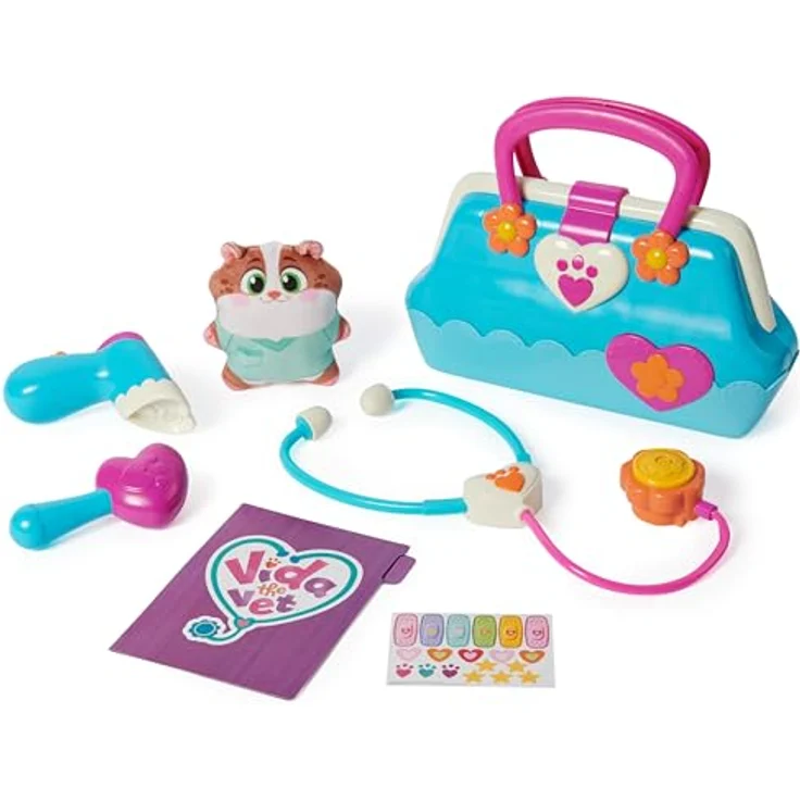 Vida the Vet Spin Master 6069852, Aktentaschen-Zubehör mit 1 Popcorn-Plüschpuppe, 4 Tierarzt-Spielzeugen und Aufklebern für Rollenspiele, mehrfarbig, für Mädchen ab 3 Jahren – Bild 1