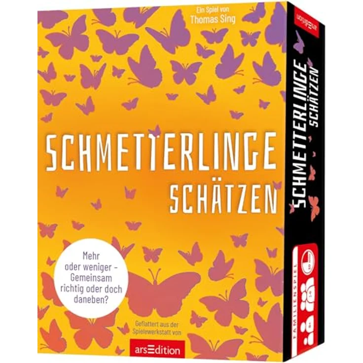Ars Edition Schmetterlinge schätzen, Familienspiel - Kartenspiel für 3-6 Spieler, ab 8 Jahre, 30 Minuten Spielzeit, Gelb – Bild 1