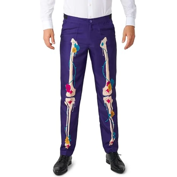 Suitmeister Sugar Skull - Totenkopf Party Anzug im Slim-Fit Schnitt mit Jackett, Hose und Krawatte, schwarz-weiß – Bild 2