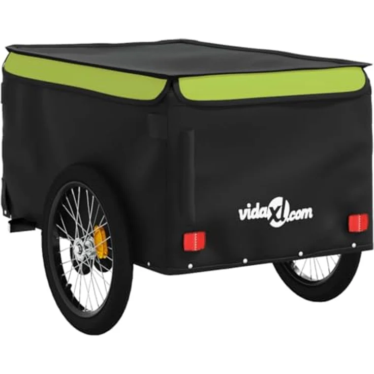 vidaXL Fahrradkinderanhänger Fahrradanhänger Schwarz und Grün 45 kg Eisen - Robuster Lastenanhänger mit maximaler Tragfähigkeit und praktischem Design – Bild 8