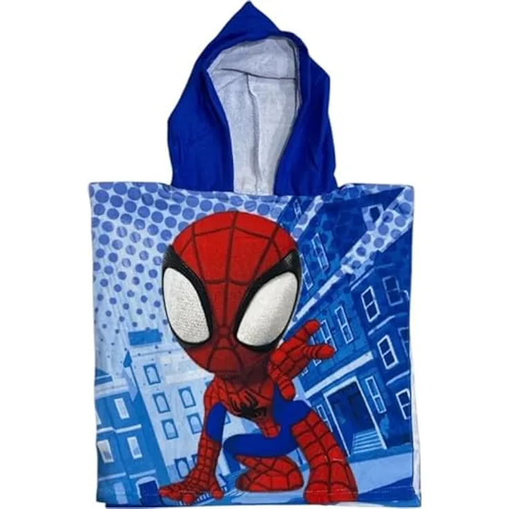 arlis Spidey Badeponcho mit Kapuze, 50 x 100 cm, 100% Polyester, offizielles Spiderman Produkt