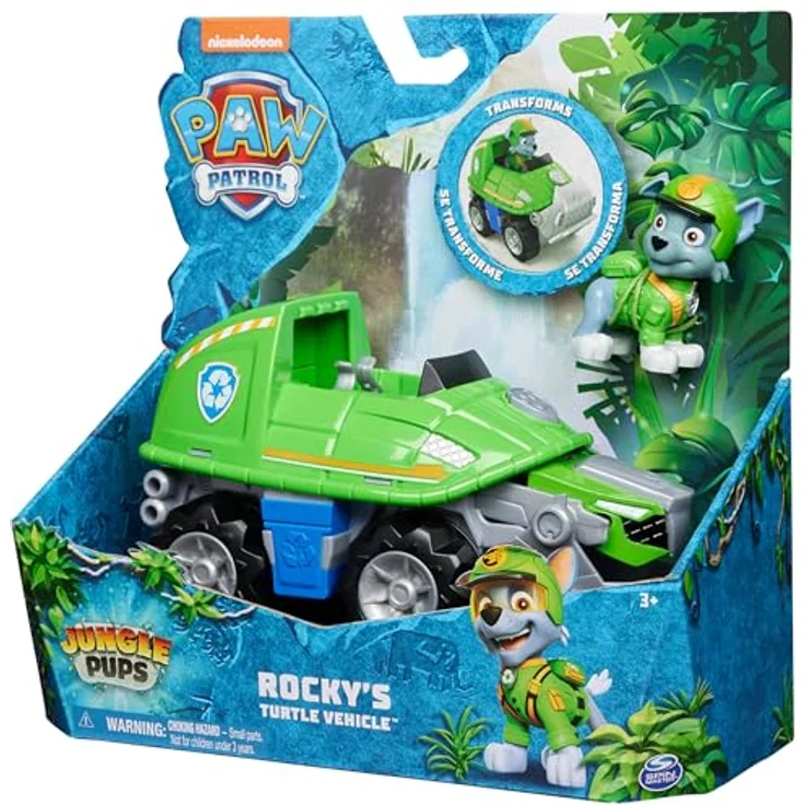 Spin Master Paw Patrol Jungle Pups, Spielzeug-Auto Rocky mit Schildkröten-Maul und stacheligem Schwanz, grün – Bild 10
