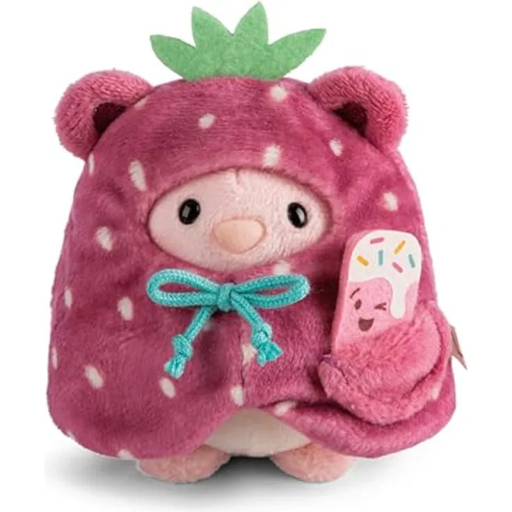 NICI Kuscheltier Hase Pibu 8cm mit Softeis & Erdbeerkostüm - rosa Plüschhase zum Kuscheln für Kinder & Erwachsene