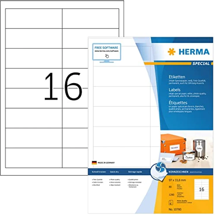 HERMA 1.280 Etiketten, selbstklebend, weiß, 97,0 x 33,8 mm, matt – Bild 1
