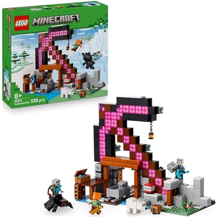 LEGO Minecraft 21277, Spitzhackenmine Bausatz mit 3 Figuren, interaktive Spielzeugwelt für kreative Abenteuer, mehrfarbig