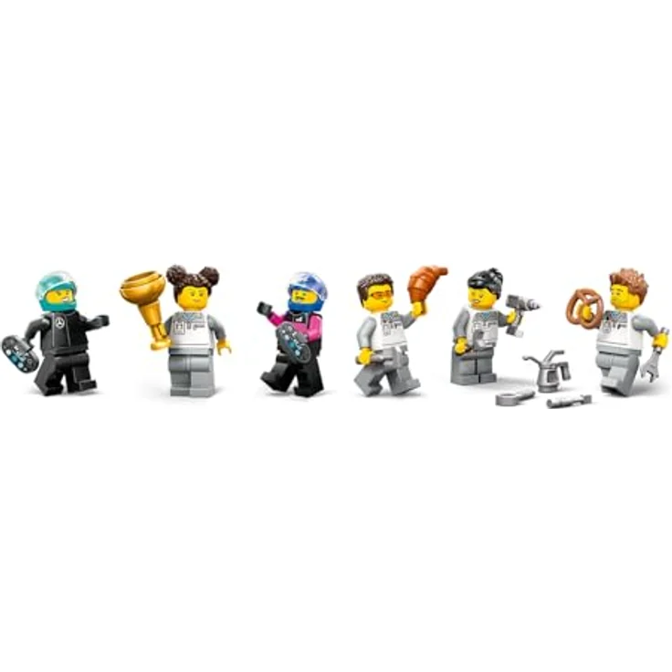 LEGO City F1 Garage mit Mercedes-AMG & Alpine Rennautos - Spielzeug Formel 1 Rennwagen mit 2 Rennfahrern & 4 Mechaniker Minifiguren - Geschenk für Jungen & Mädchen ab 7 Jahren und Fans 60444 - Bauspielzeug mit detailreicher Autowerkstatt – Bild 3
