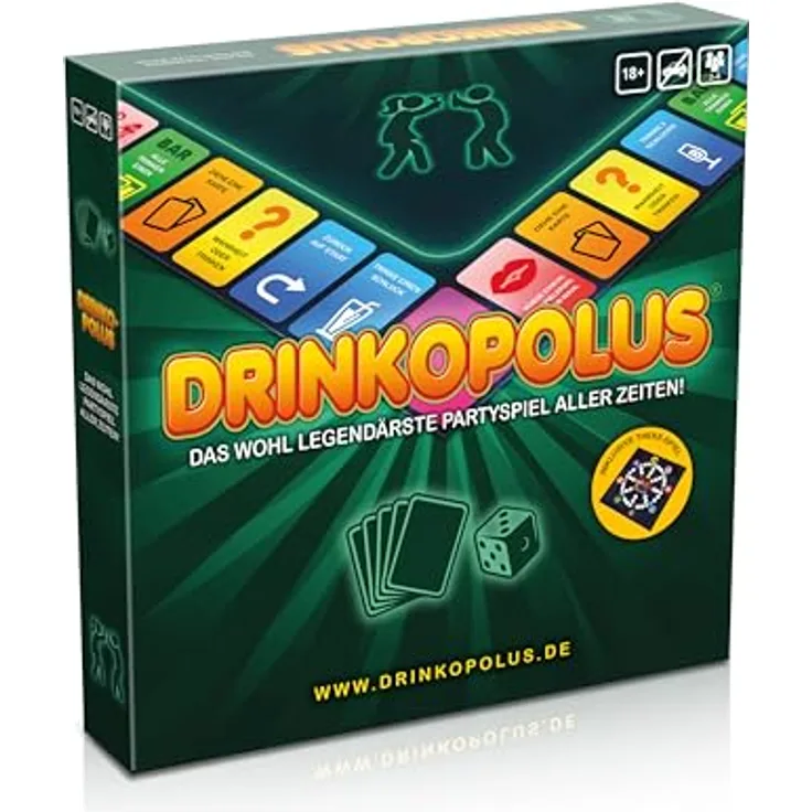 Gomazing Drinkopolus Partyspiel für Erwachsene inkl. Spiel "Theke", für 2-8 Spieler ab 18 Jahren, langlebige Materialien, deutsch