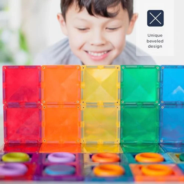 Connetix Magnetspielbausteine Rainbow Mini Pack verstärkte Magnete pädagogisches Lernspiel Kreativ, (Open Play, 24 Teile), ab 3 Jahren, Regenbogenfarben – Bild 4
