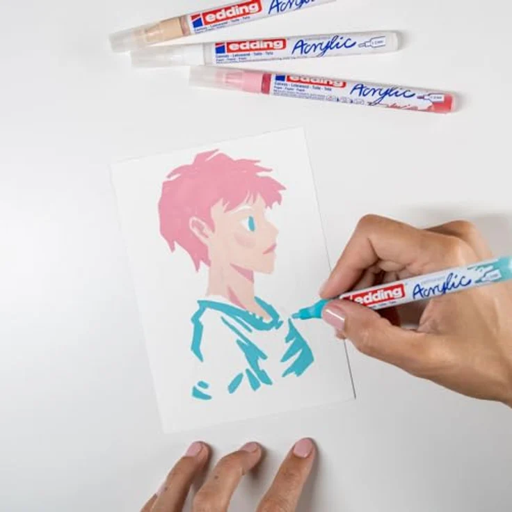 edding Kreativset Creative Set Manga, 15-tlg mit wasserfestem Fineliner und Acrylstiften in lebendigen Farben – Bild 5