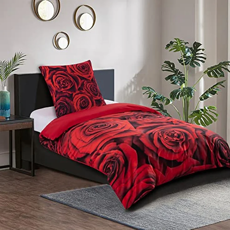 Sanilo® Bettwäsche Rosen 135x200 cm, 100% feinste Baumwolle, Wendebettwäsche, Oeko-TEX Zertifiziert - 2-teilig 135x200 cm – Bild 2