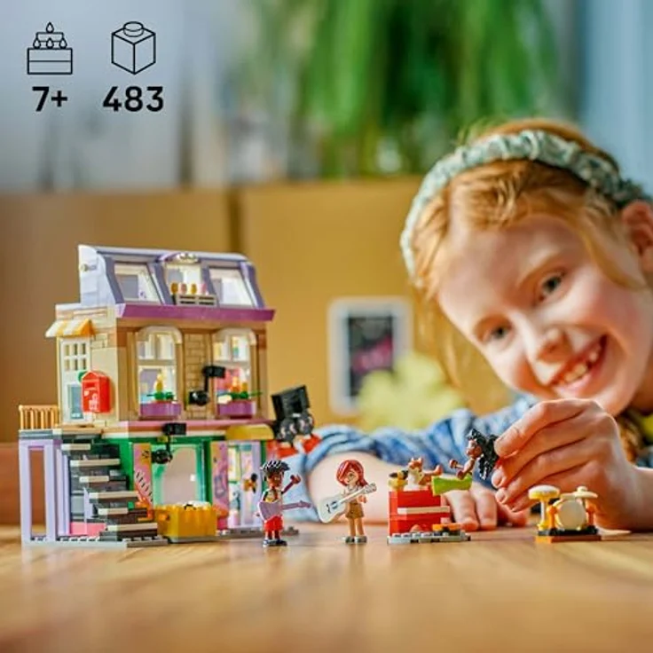 LEGO Friends 42653 Musikladen & Wohnung Bausatz, Mehrfarbig, mit 3 Minifiguren und reichhaltigem Musikzubehör, 483 Teile – Bild 3