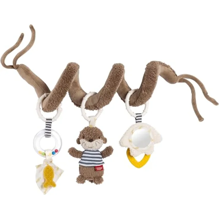 Fehn Greifspielzeug Otter Theo, Activity-Spirale mit Rasselring, Spiegel und Tierstimme, für Babys ab 0 Monaten